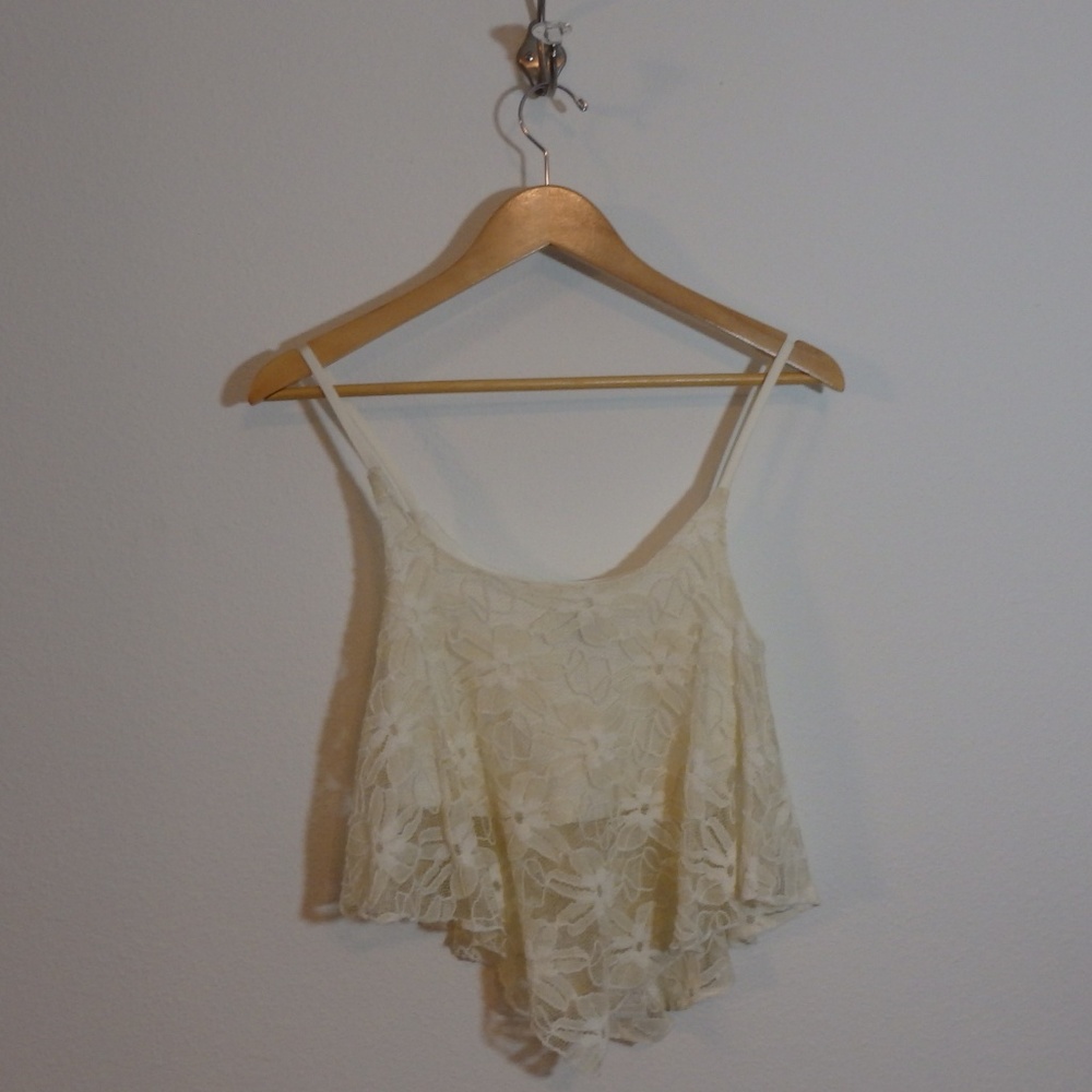 Sexy White Lace Crop Top Tank Small